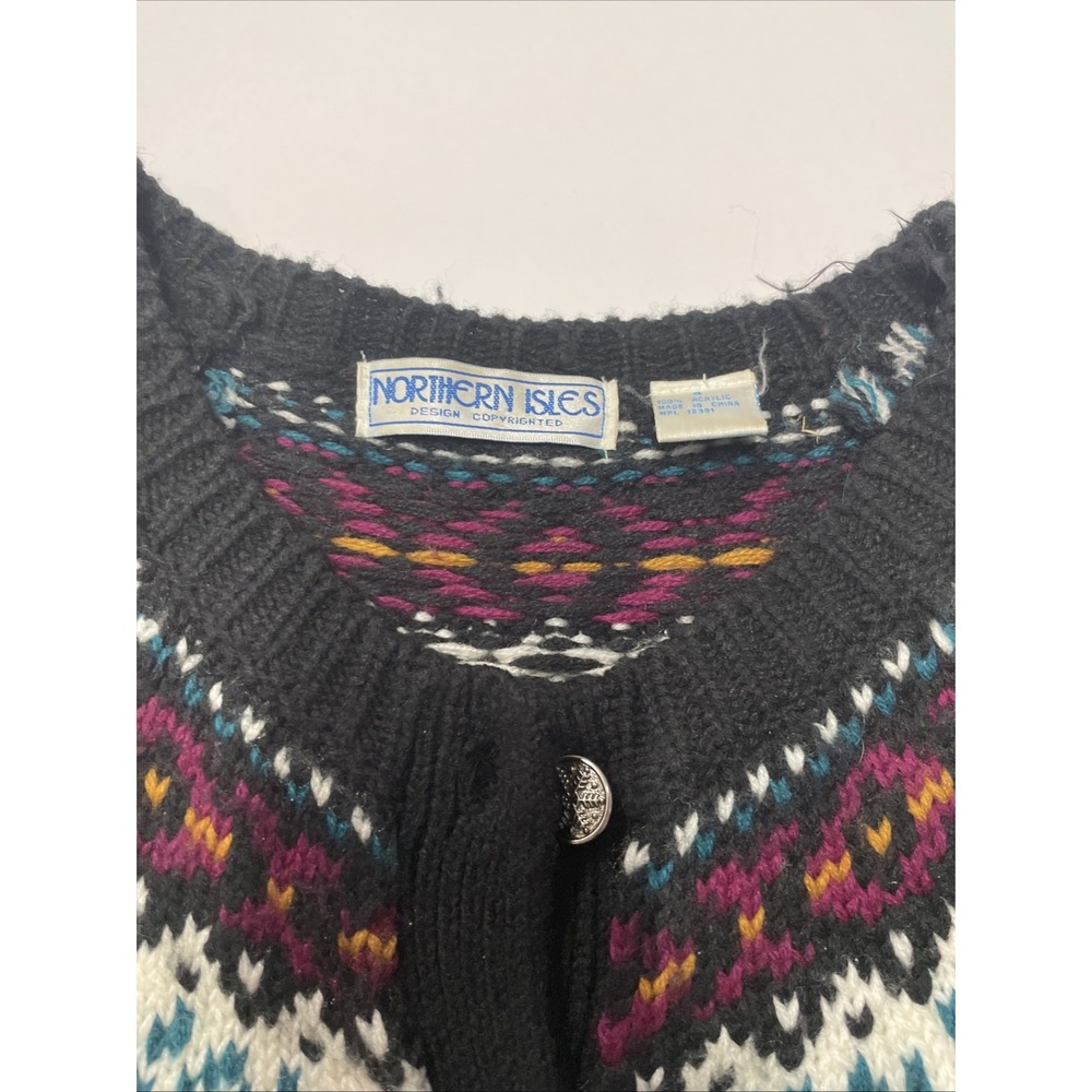 Northern Isles Cardigan Snowflake Sweater Sz Small Cotton Blend VTG - Picture 2 of 6